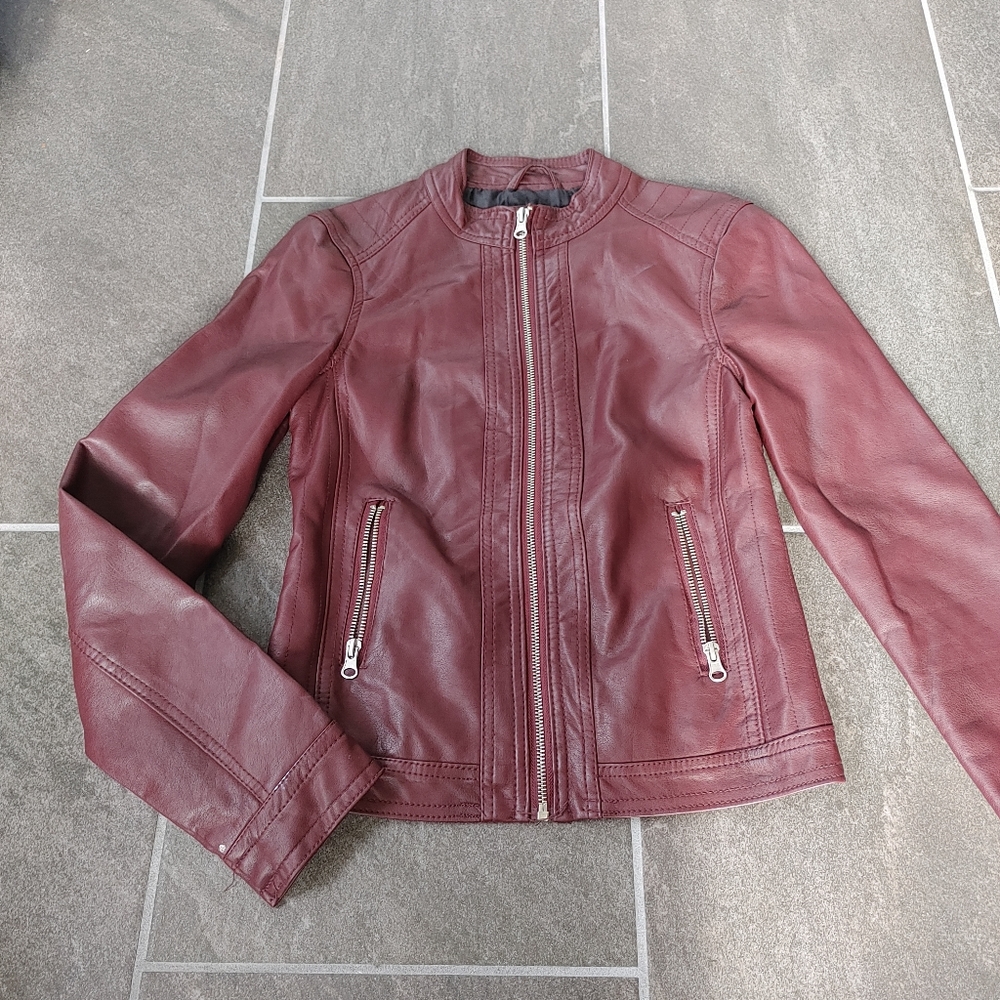 Maroon leather jacket